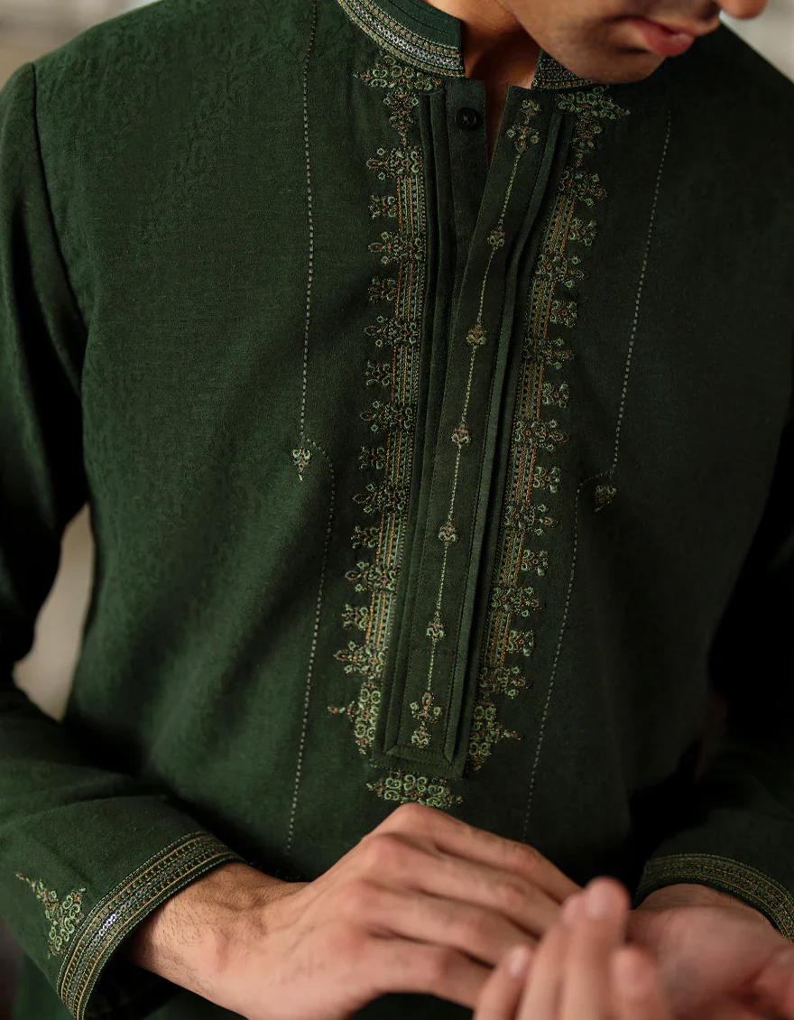 GREEN BLENDED SPECIAL KURTA | JJK-SP-A-48256/S25/JJ10089-FL - Image 4
