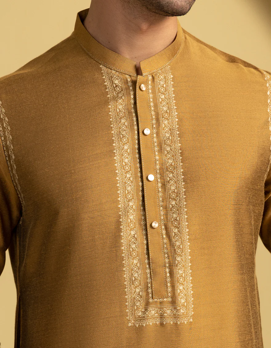 GOLDEN BLENDED SPECIAL KURTA | JJK-SP-A-50087/S25/J - Image 2