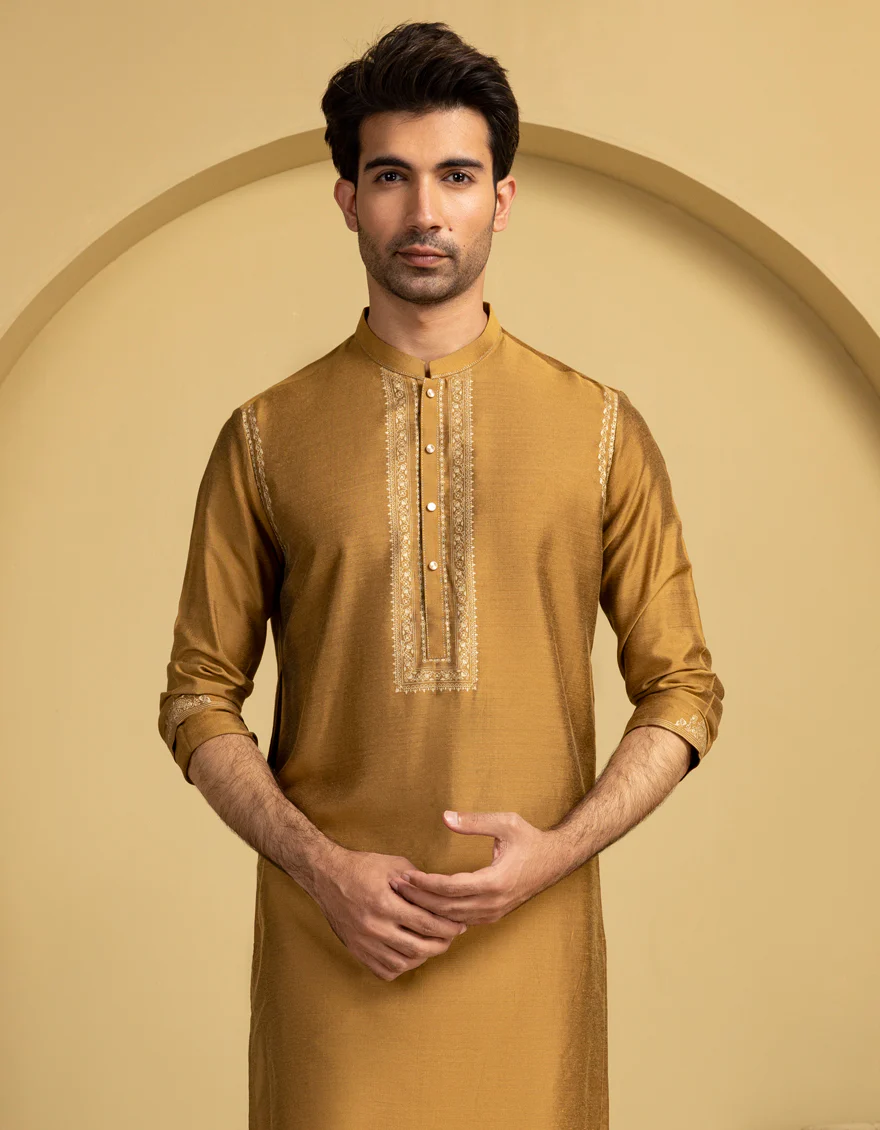 GOLDEN BLENDED SPECIAL KURTA | JJK-SP-A-50087/S25/J - Image 4