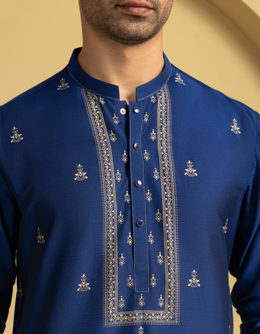 INK BLUE BLENDED SPECIAL KURTA | JJK-SP-A-50089/S25/J - Image 2