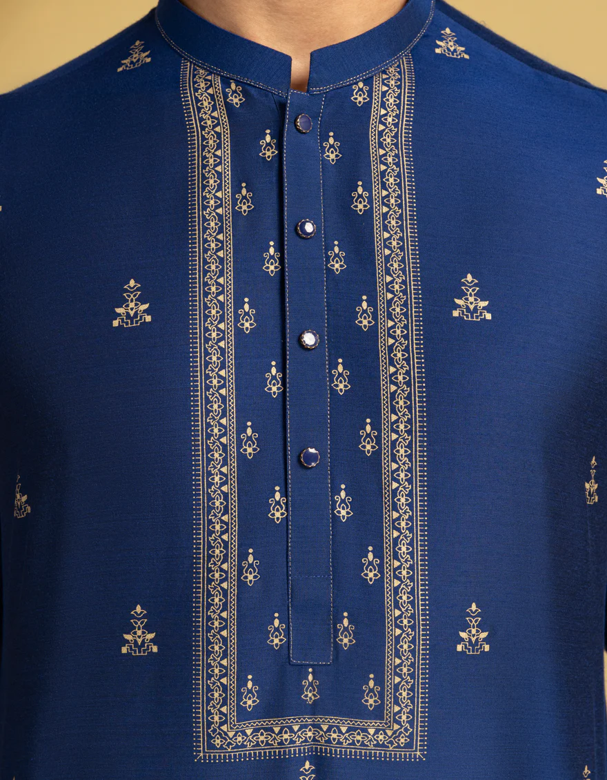 INK BLUE BLENDED SPECIAL KURTA | JJK-SP-A-50089/S25/J - Image 4