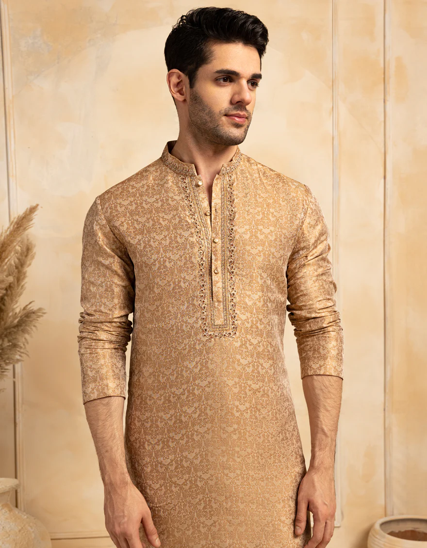 BEIGE BLENDED SPECIAL KURTA | JJK-SP-A-50131/S25/JJ9965-FL - Image 2