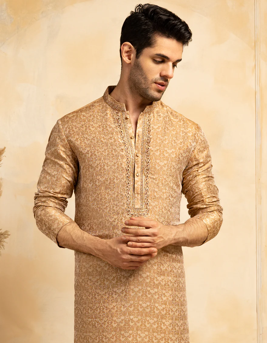 BEIGE BLENDED SPECIAL KURTA | JJK-SP-A-50131/S25/JJ9965-FL - Image 4