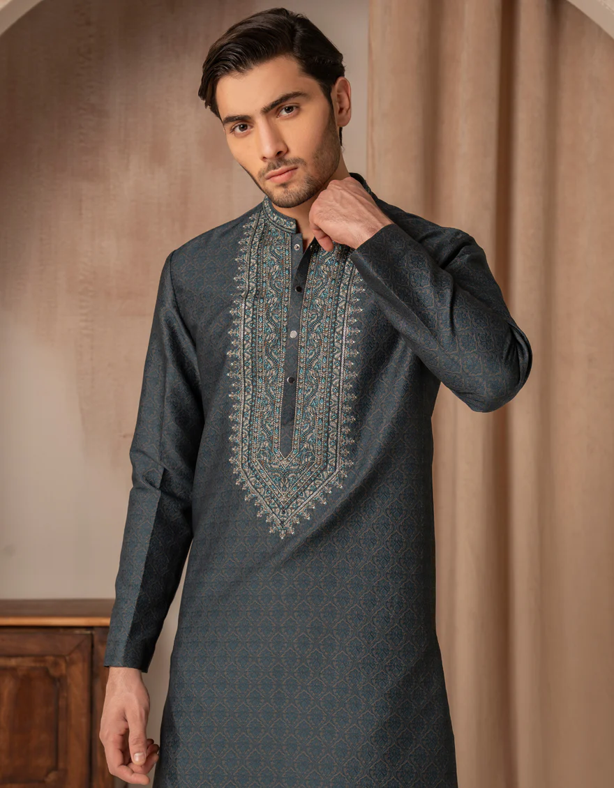 TEAL BLENDED SPECIAL KURTA | JJK-SP-A-50132/S25/J - Image 2