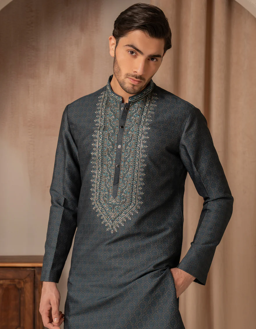 TEAL BLENDED SPECIAL KURTA | JJK-SP-A-50132/S25/J - Image 4