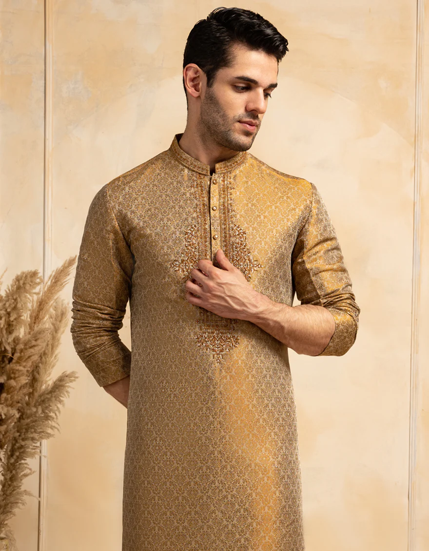 GOLD BLENDED SPECIAL KURTA | JJK-SP-A-50147/S25/J - Image 4