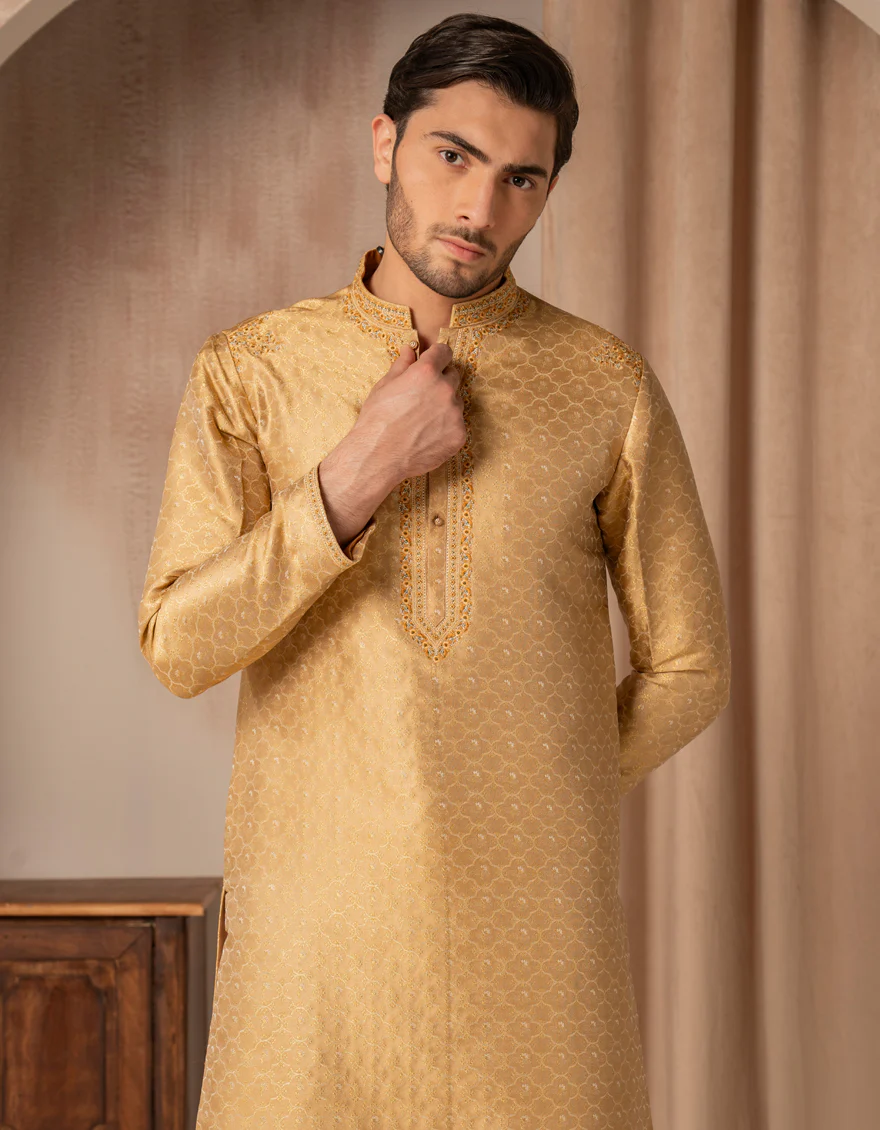 GOLDEN BLENDED SPECIAL KURTA | JJK-SP-A-50180/S25/JJ10009-FL - Image 2