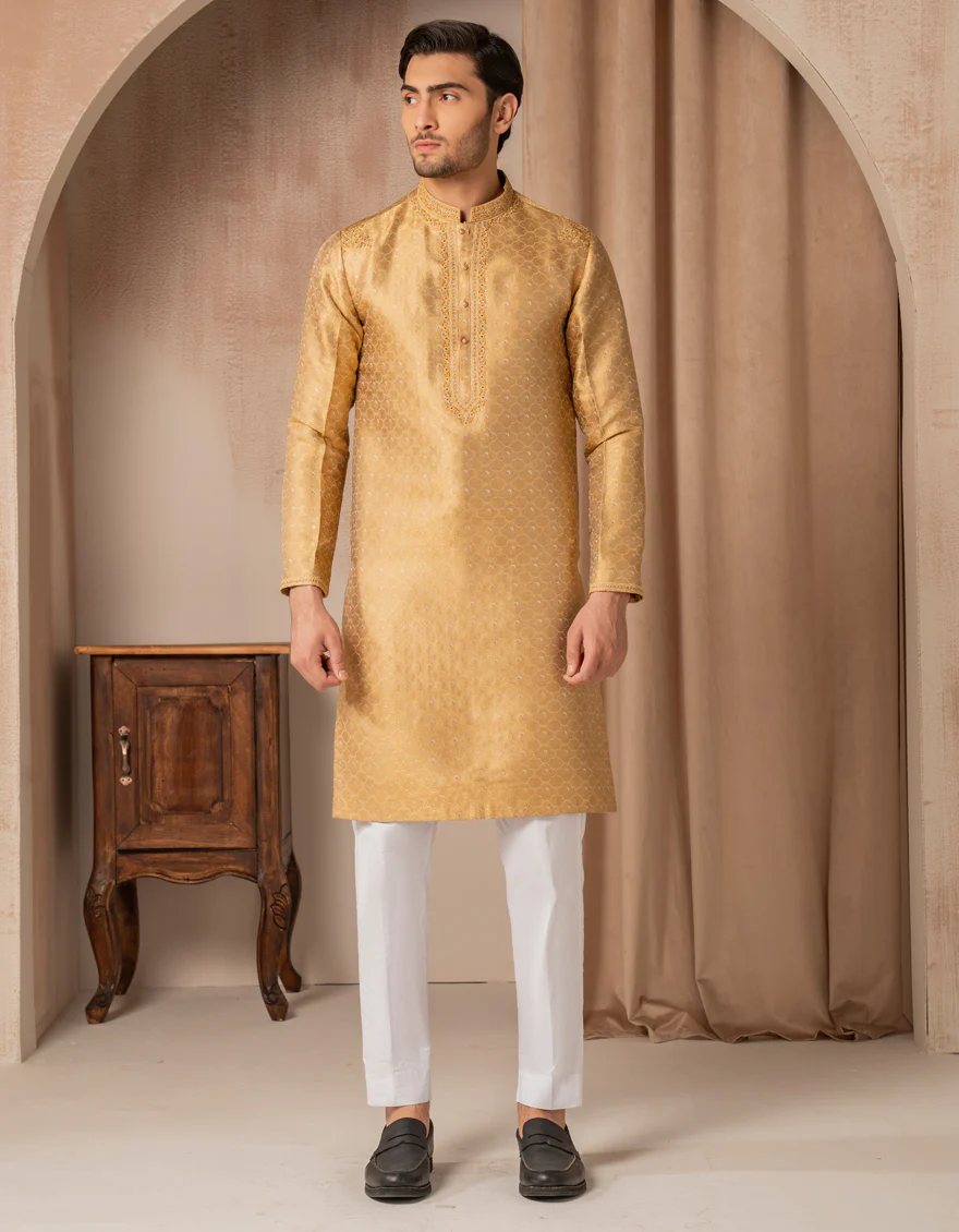 GOLDEN BLENDED SPECIAL KURTA | JJK-SP-A-50180/S25/JJ10009-FL - Image 4