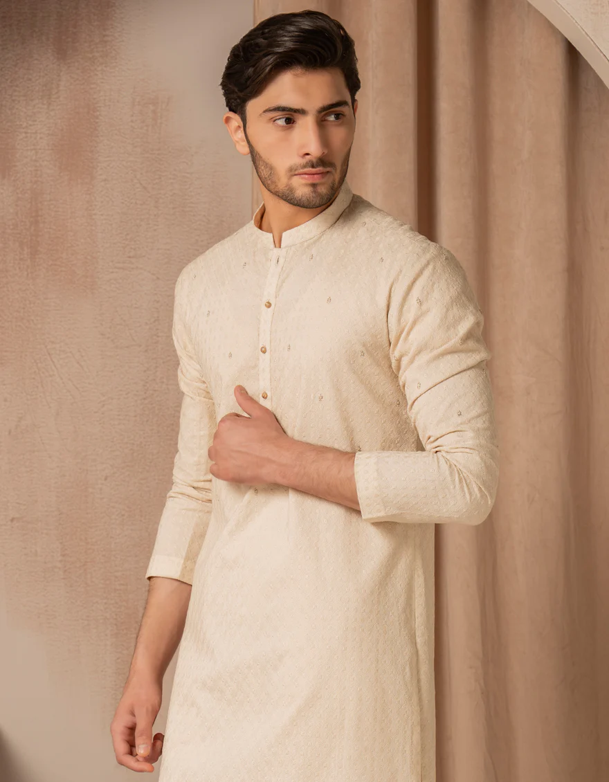 ECRU COTTON SPECIAL KURTA | JJK-SP-A-50263/S25/JJ9650-SF - Image 2