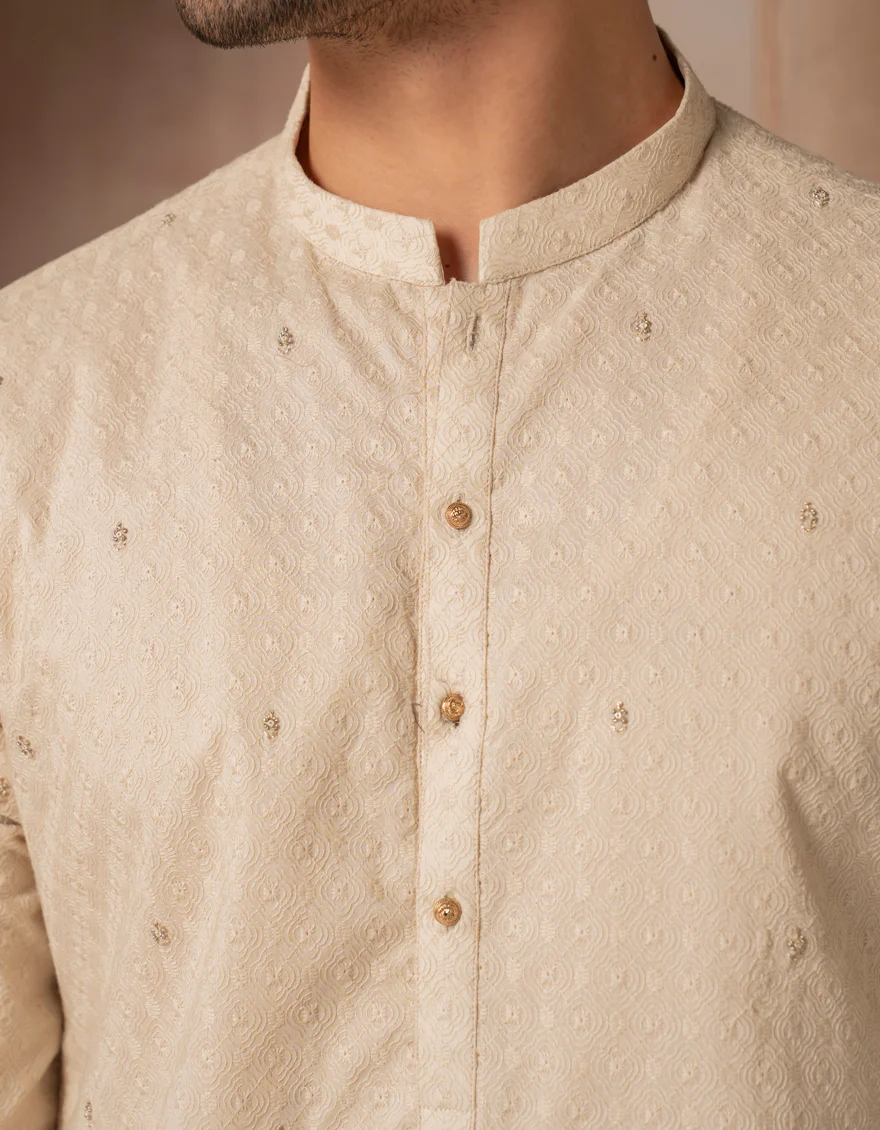 ECRU COTTON SPECIAL KURTA | JJK-SP-A-50263/S25/JJ9650-SF - Image 3
