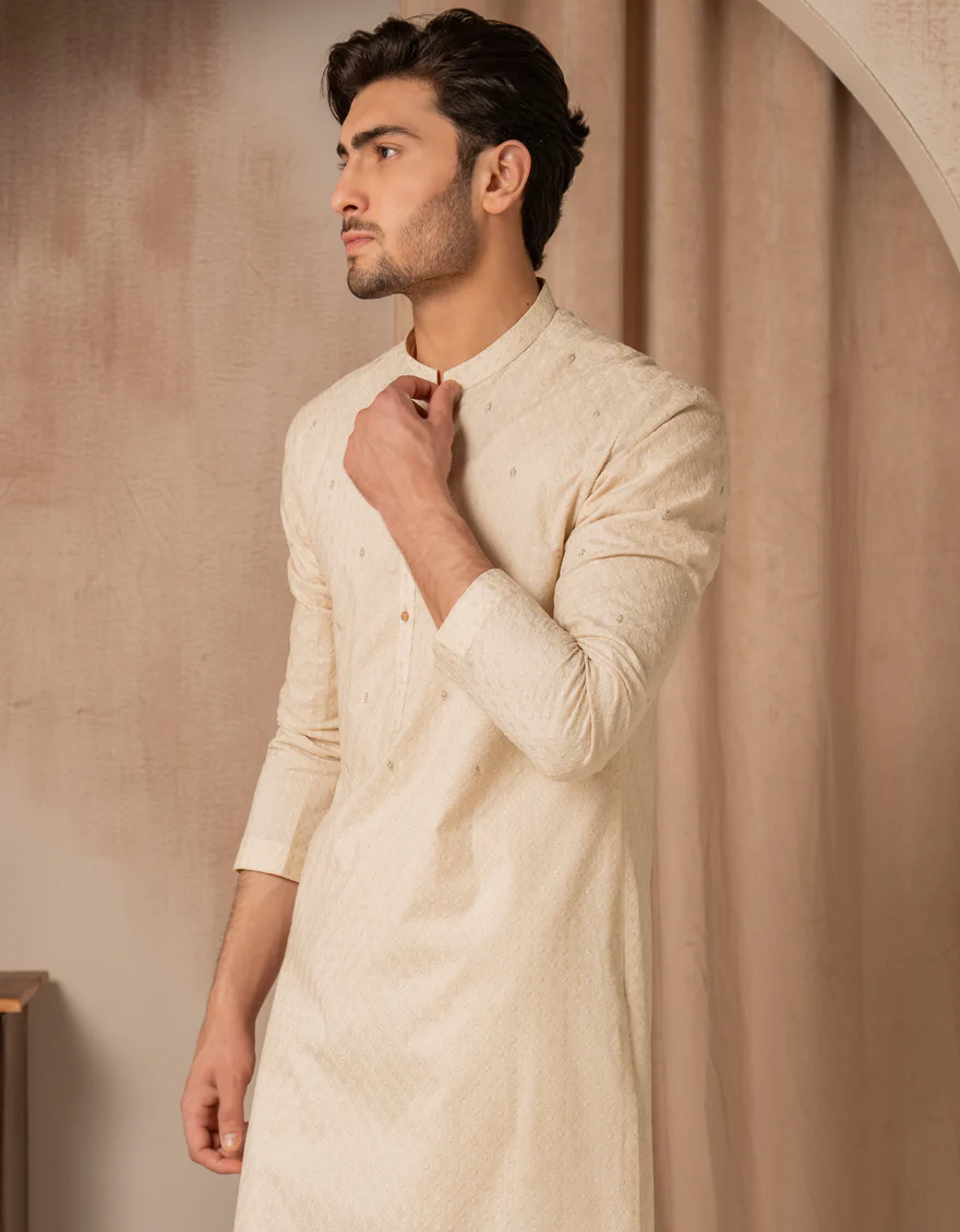 ECRU COTTON SPECIAL KURTA | JJK-SP-A-50263/S25/JJ9650-SF - Image 4