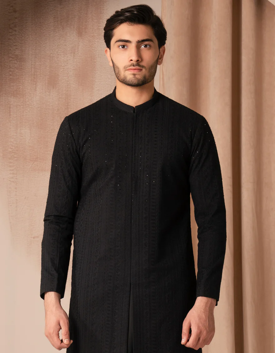 BLACK COTTON SPECIAL KURTA | JJK-SP-A-50268/S25/JJ9651-SF - Image 2