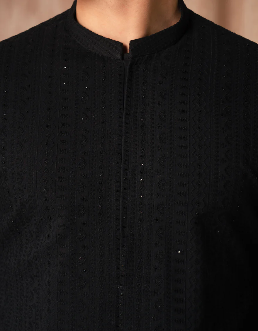 BLACK COTTON SPECIAL KURTA | JJK-SP-A-50268/S25/JJ9651-SF - Image 3