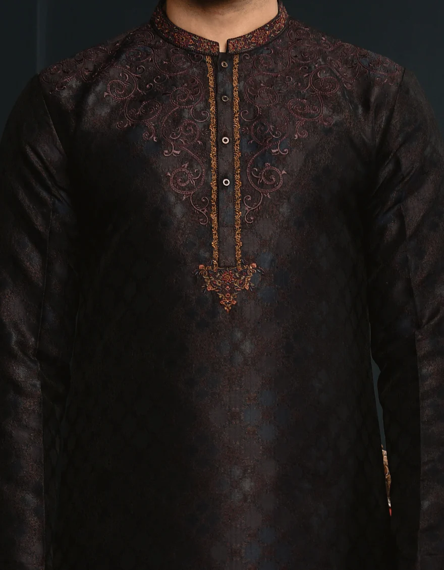 NAVY BLUE KURTA | JJK-SP-A-US-44320/S23/JJ1073-FL - Image 2