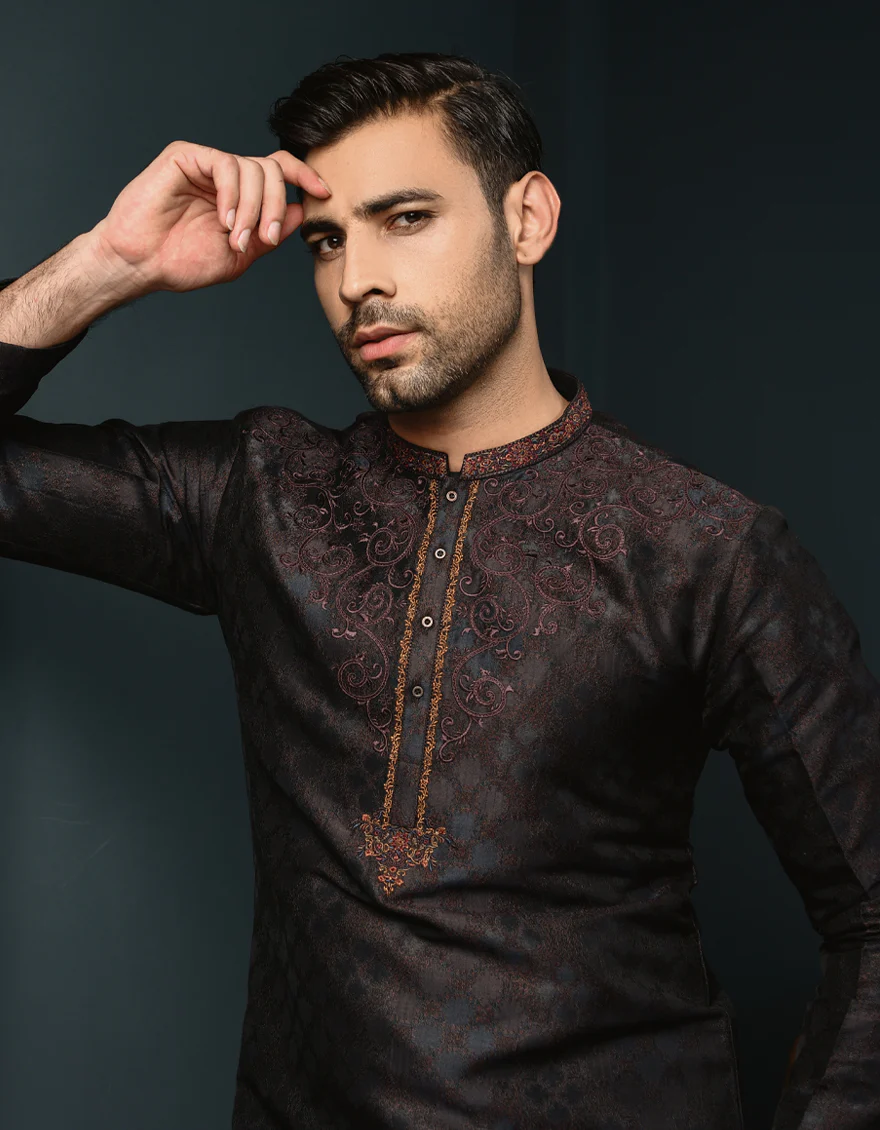 NAVY BLUE KURTA | JJK-SP-A-US-44320/S23/JJ1073-FL - Image 3