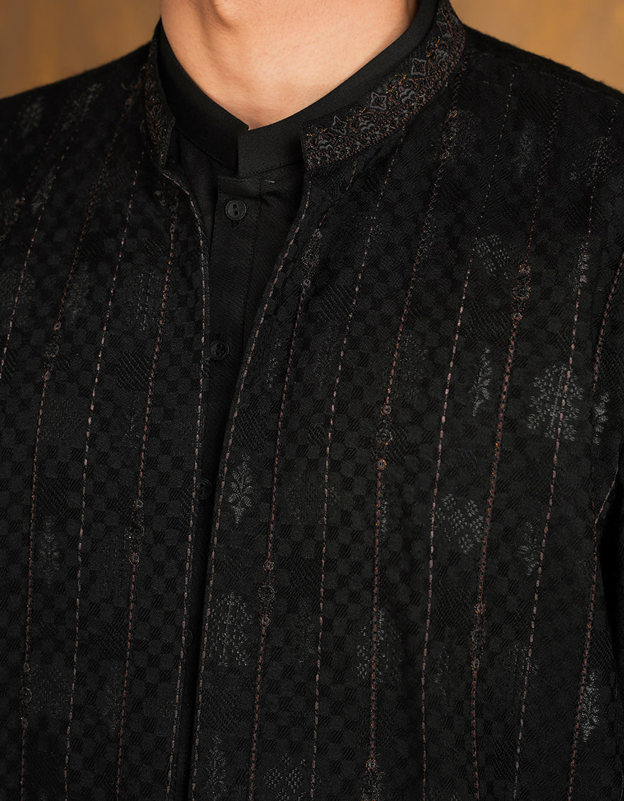 BLACK BLENDED KURTA | JJK-SP-INR-A-45511/A24/JJ9514-FL - Image 3
