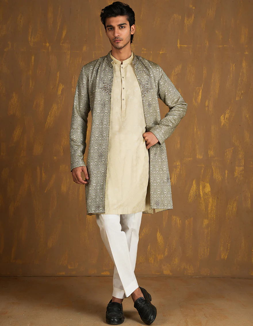 GREEN BLENDED KURTA | JJK-SP-INR-A-45513/A24/JJ9512-FL - Image 4