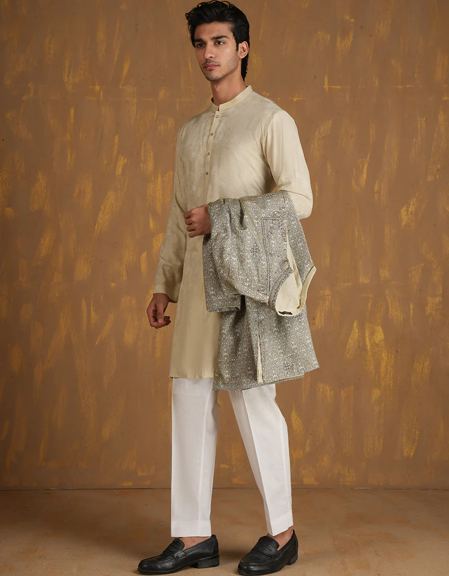 GREEN BLENDED KURTA | JJK-SP-INR-A-45513/A24/JJ9512-FL - Image 5