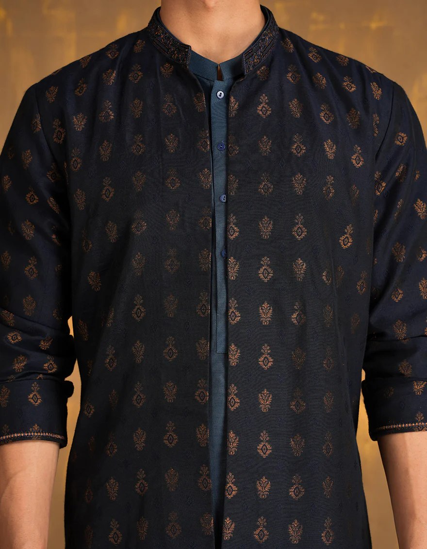 BLUE BLENDED KURTA | JJK-SP-INR-A-45514/A24/JJ9515-FL - Image 3