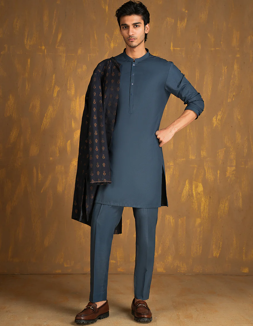 BLUE BLENDED KURTA | JJK-SP-INR-A-45514/A24/JJ9515-FL - Image 5