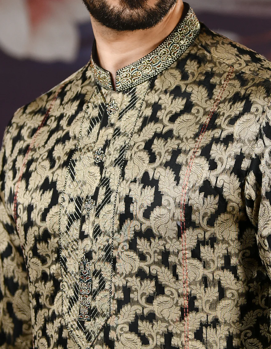 GOLD JAMAWAR KURTA | JJK-SP-US-37645/S22/JJ8131-FL - Image 2