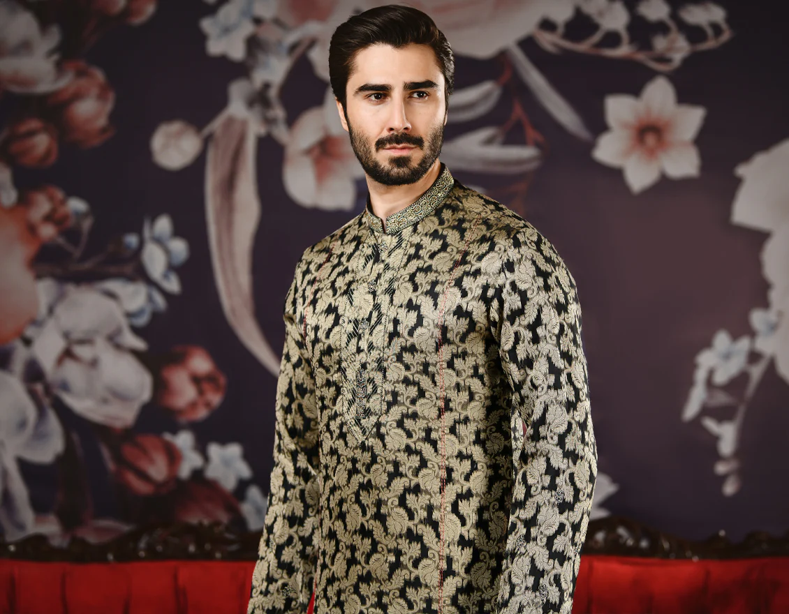 GOLD JAMAWAR KURTA | JJK-SP-US-37645/S22/JJ8131-FL - Image 3
