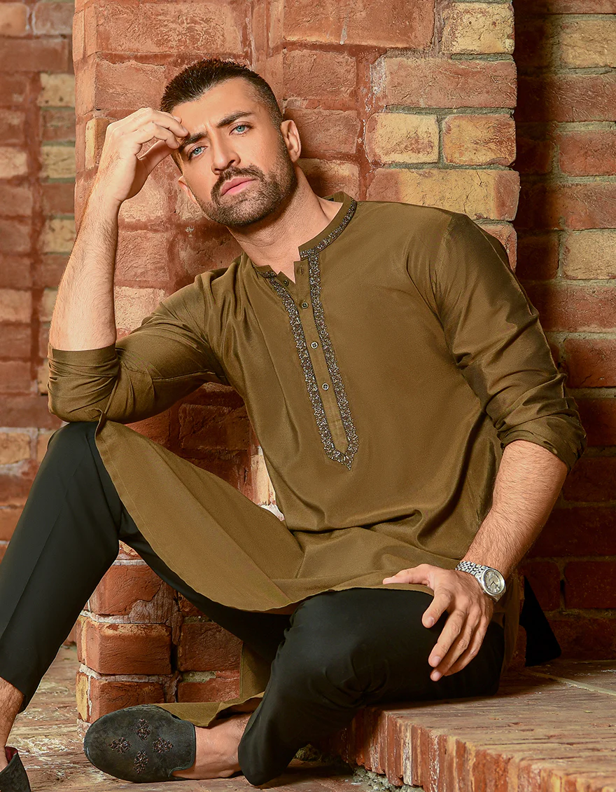 MATCHA GREEN BLENDED KURTA | JJK-SP-US-42315/S21/JJ8139-FL - Image 3