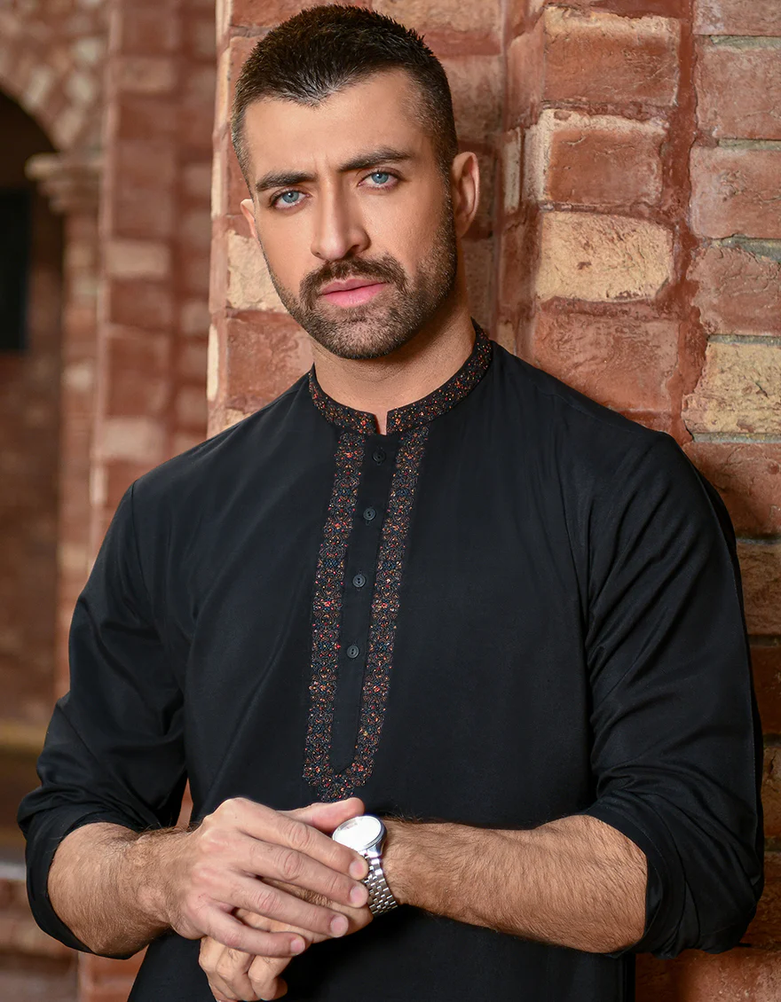 BLACK BLENDED KURTA | JJK-SP-US-42346/S21/JJ8139-FL - Image 2