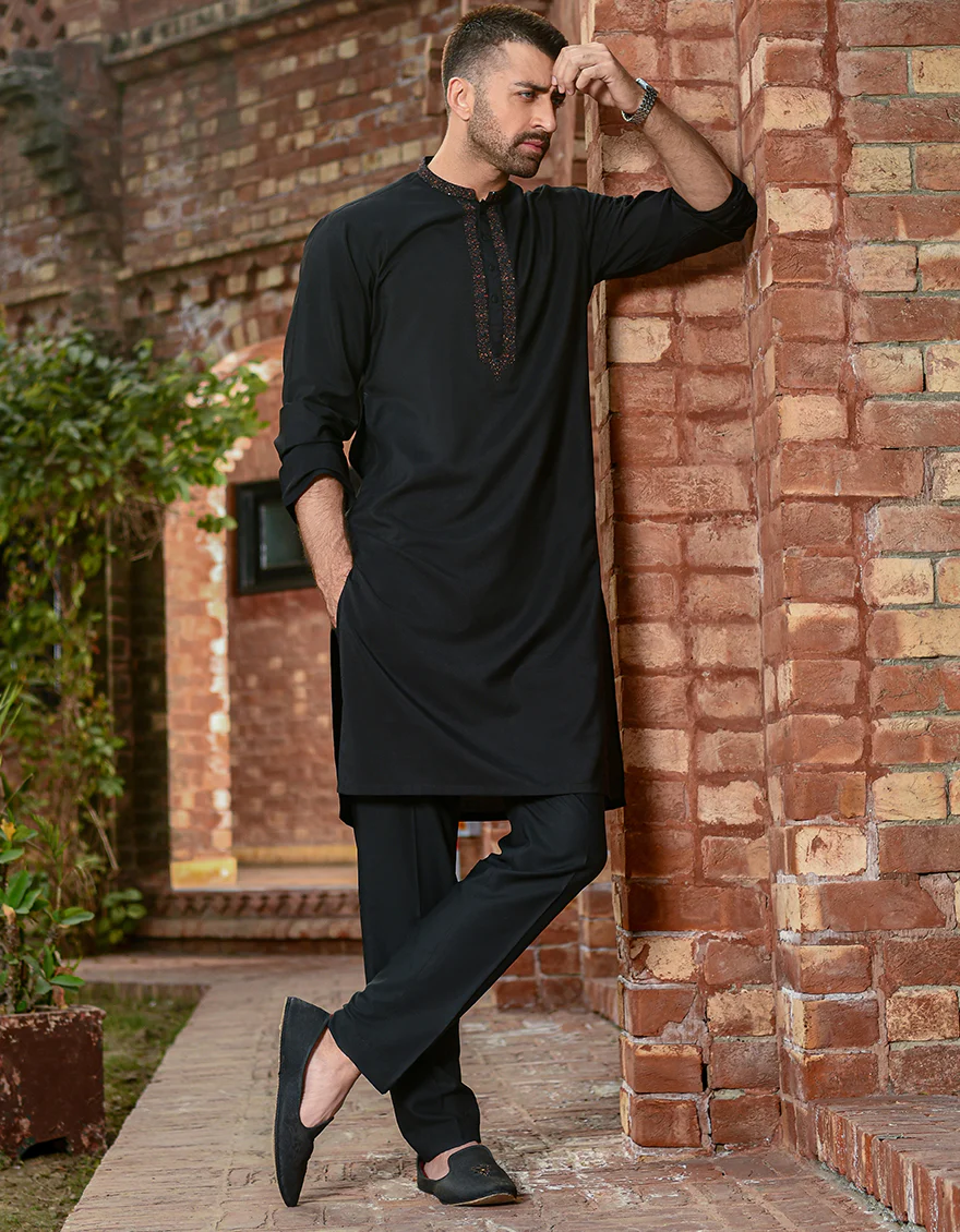BLACK BLENDED KURTA | JJK-SP-US-42346/S21/JJ8139-FL - Image 3