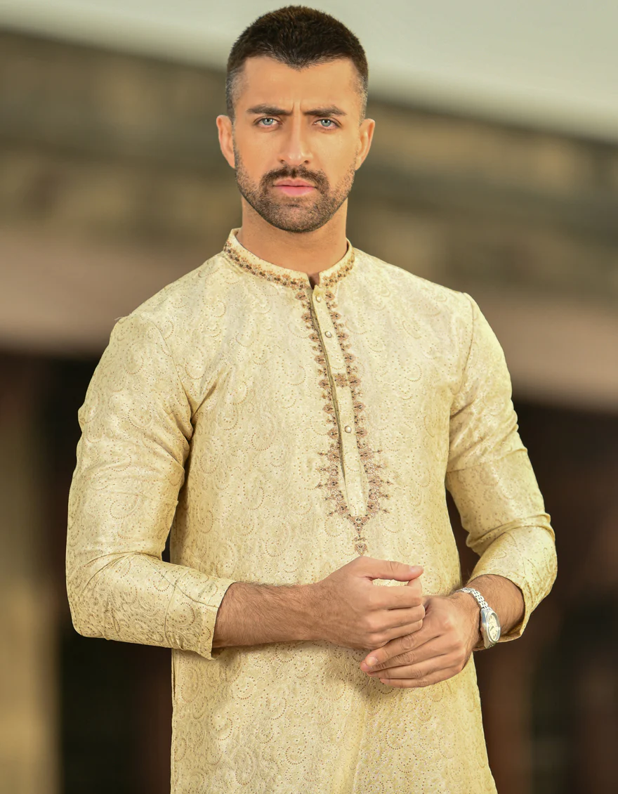 MAT GOLD KURTA | JJK-SP-US-42392/S21/JJ8143-FL - Image 2
