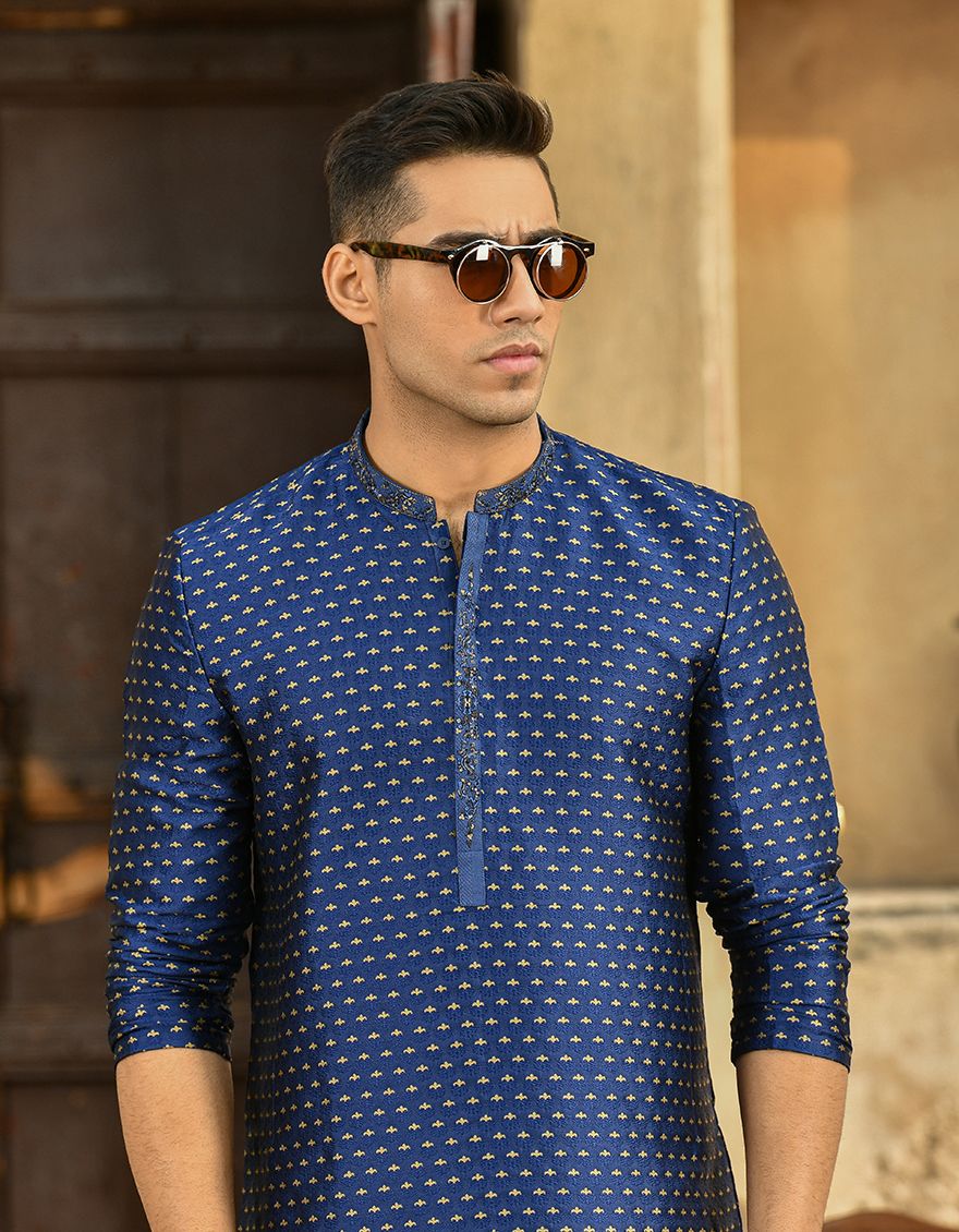 NAVY BLUE SPECIAL KURTA | JJK-SP-US-43035/S22/JJ8023-FL - Image 3