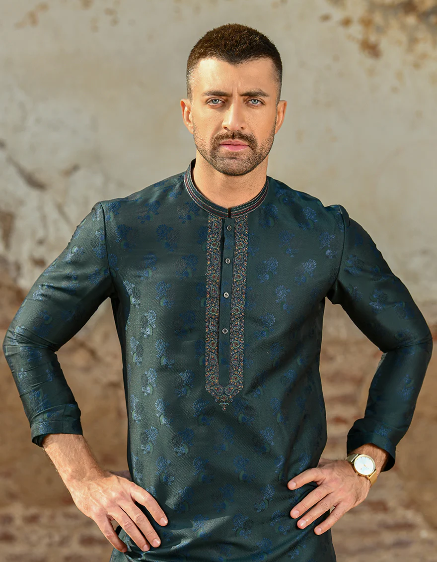 EMERALD GREEN SPECIAL KURTA | JJK-SP-US-43047/S21/JJ8136-FL - Image 2