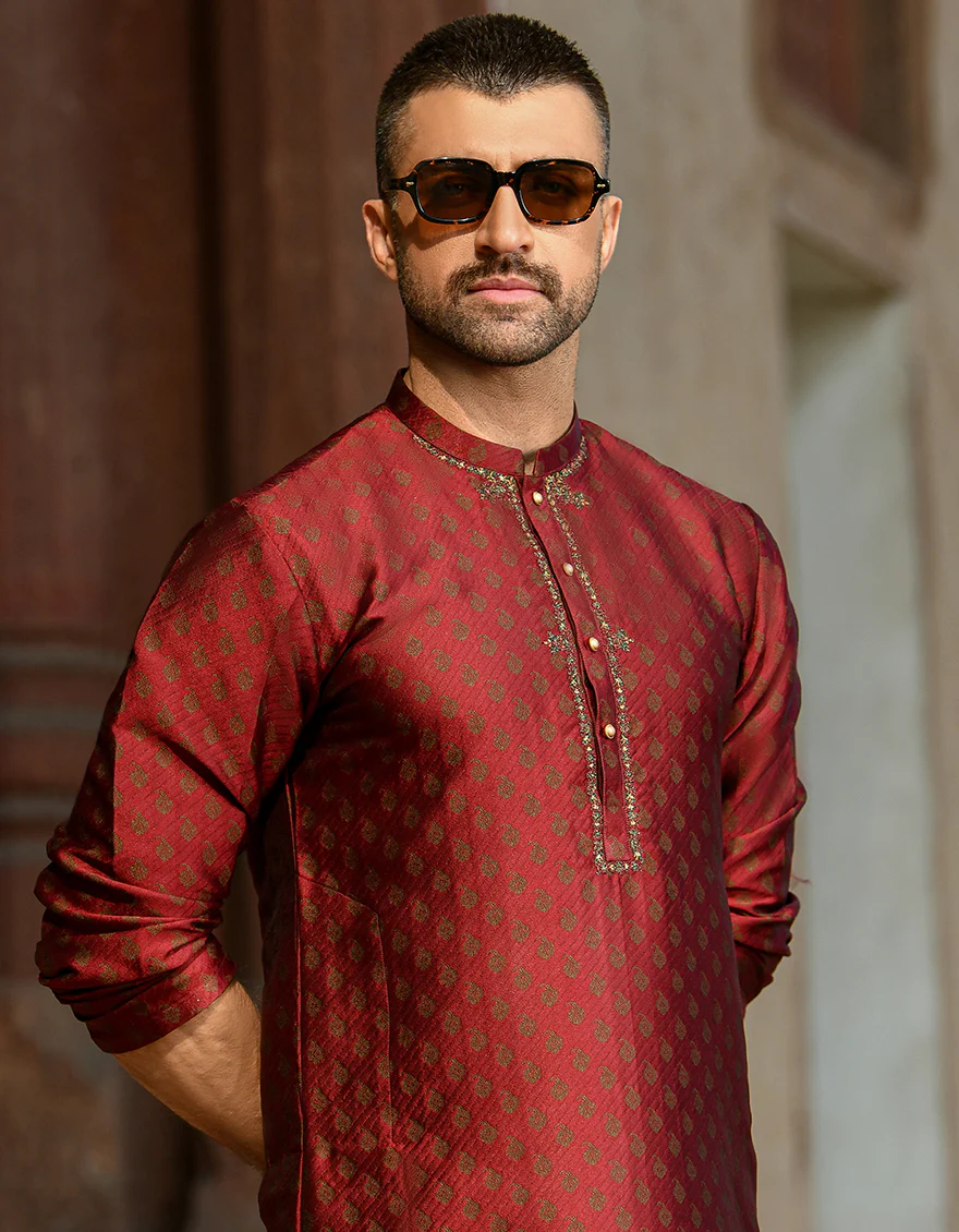 MAROON KURTA | JJK-SP-US-43062/S21/JJ8138-FL - Image 2