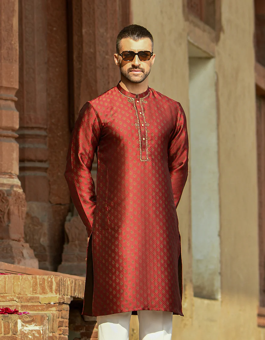MAROON KURTA | JJK-SP-US-43062/S21/JJ8138-FL - Image 3