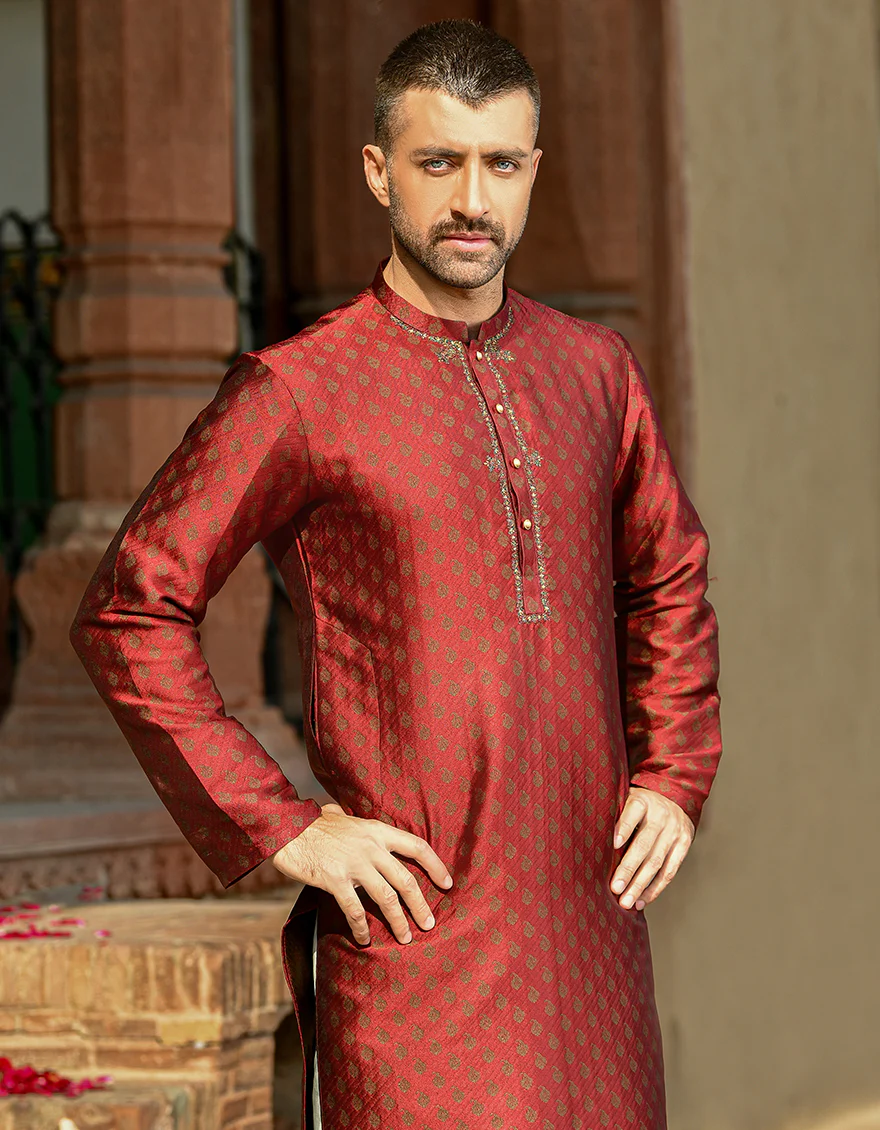 MAROON KURTA | JJK-SP-US-43062/S21/JJ8138-FL - Image 4