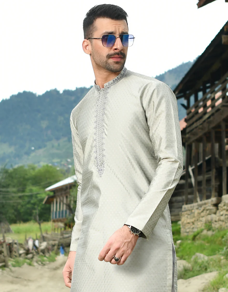 SILVER GREY KURTA | JJK-SP-US-43193/A22/JJ8475-FL - Image 2