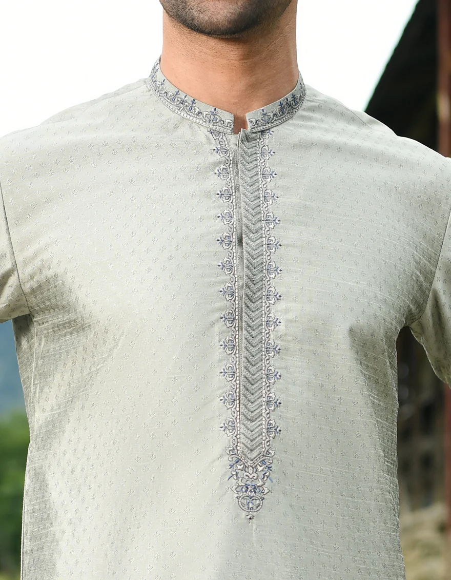 SILVER GREY KURTA | JJK-SP-US-43193/A22/JJ8475-FL - Image 3