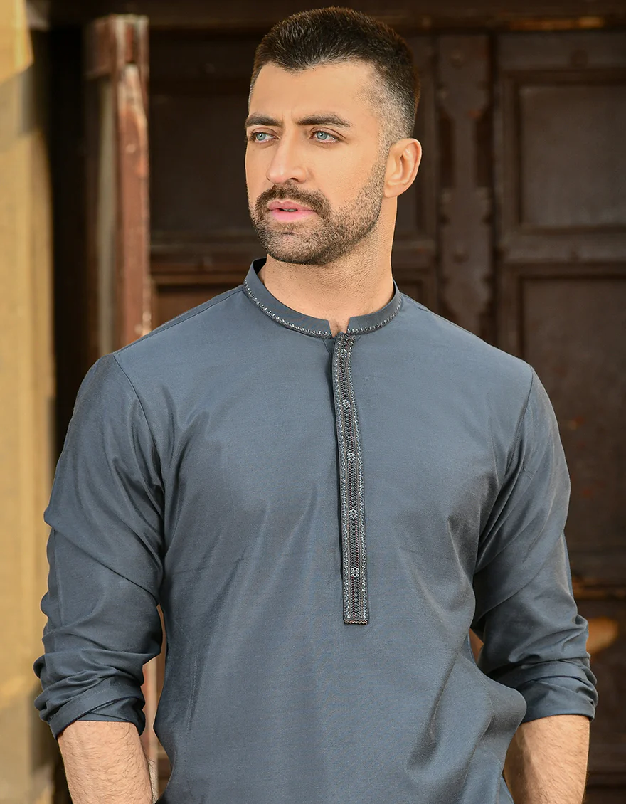 DARK GREY BLENDED SPECIAL KURTA | JJK-SP-US-44008/S21/JJ8139-FL - Image 2