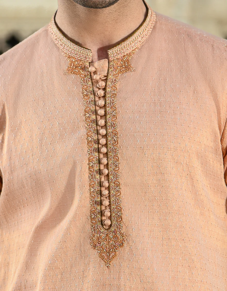 PEACH BLENDED KURTA | JJK-SP-US-44030/A22/JJ8137-FL - Image 2