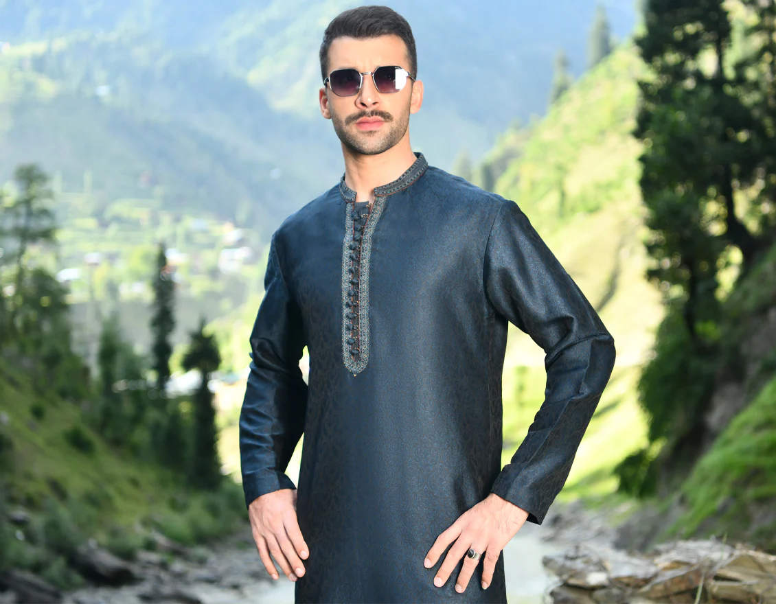 DARK TEAL KURTA | JJK-SP-US-44100/A22/JJ6999-FL - Image 3