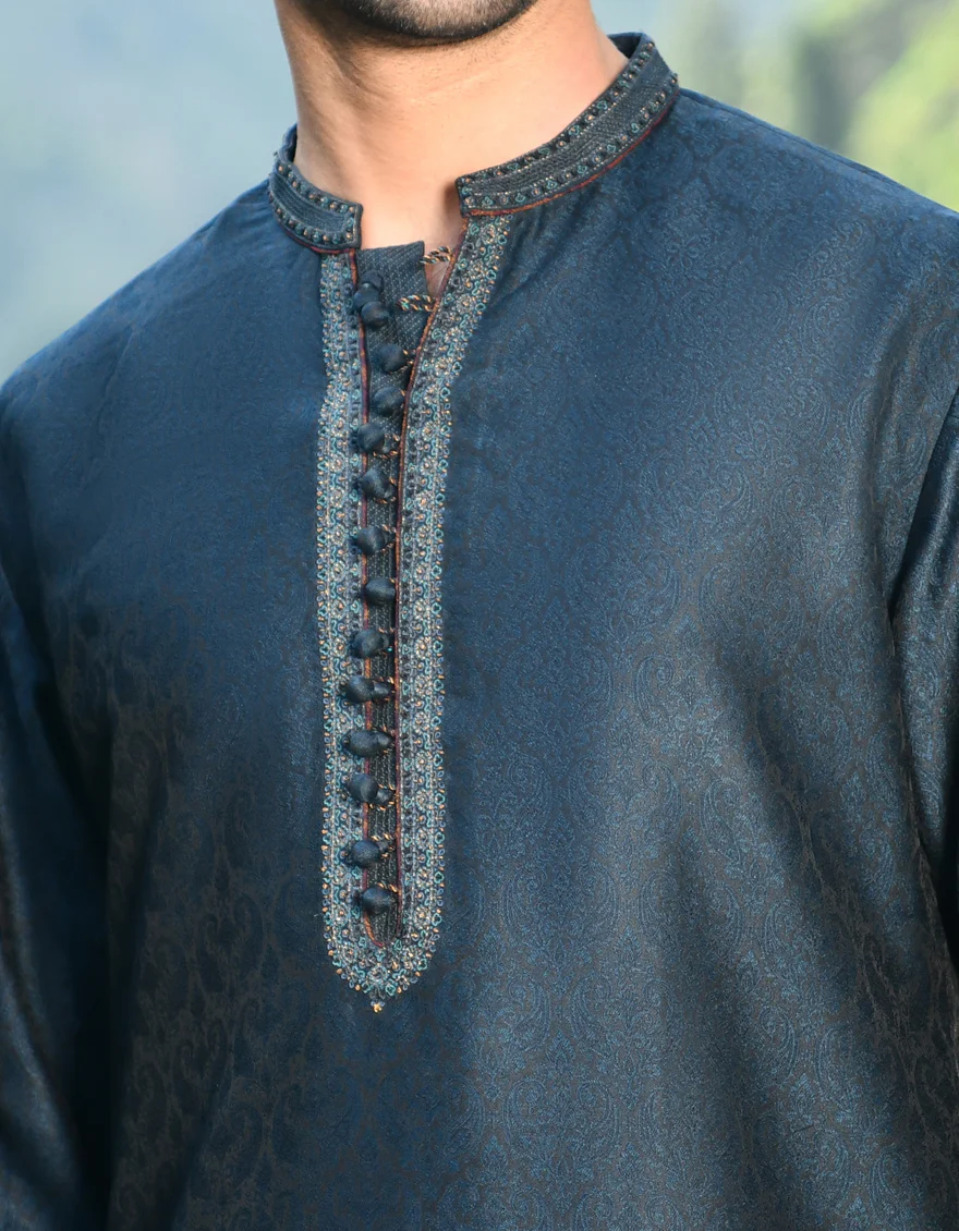DARK TEAL KURTA | JJK-SP-US-44100/A22/JJ6999-FL - Image 4