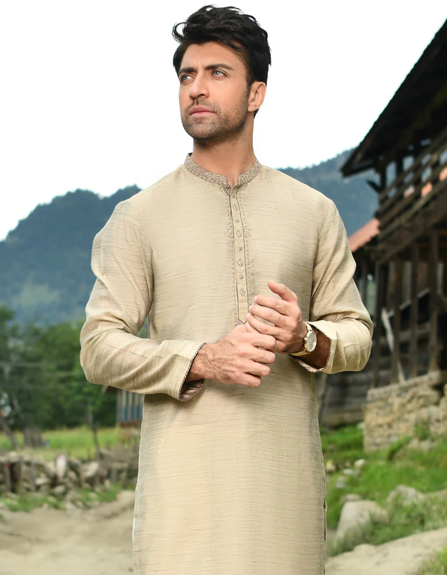WOOD BROWN RAW SILK KURTA | JJK-SP-US-44101/A22/JJ6759-FL - Image 3