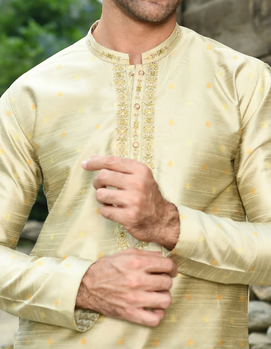 LIGHT GOLD KURTA | JJK-SP-US-44162/A22/JJ8503-FL - Image 2