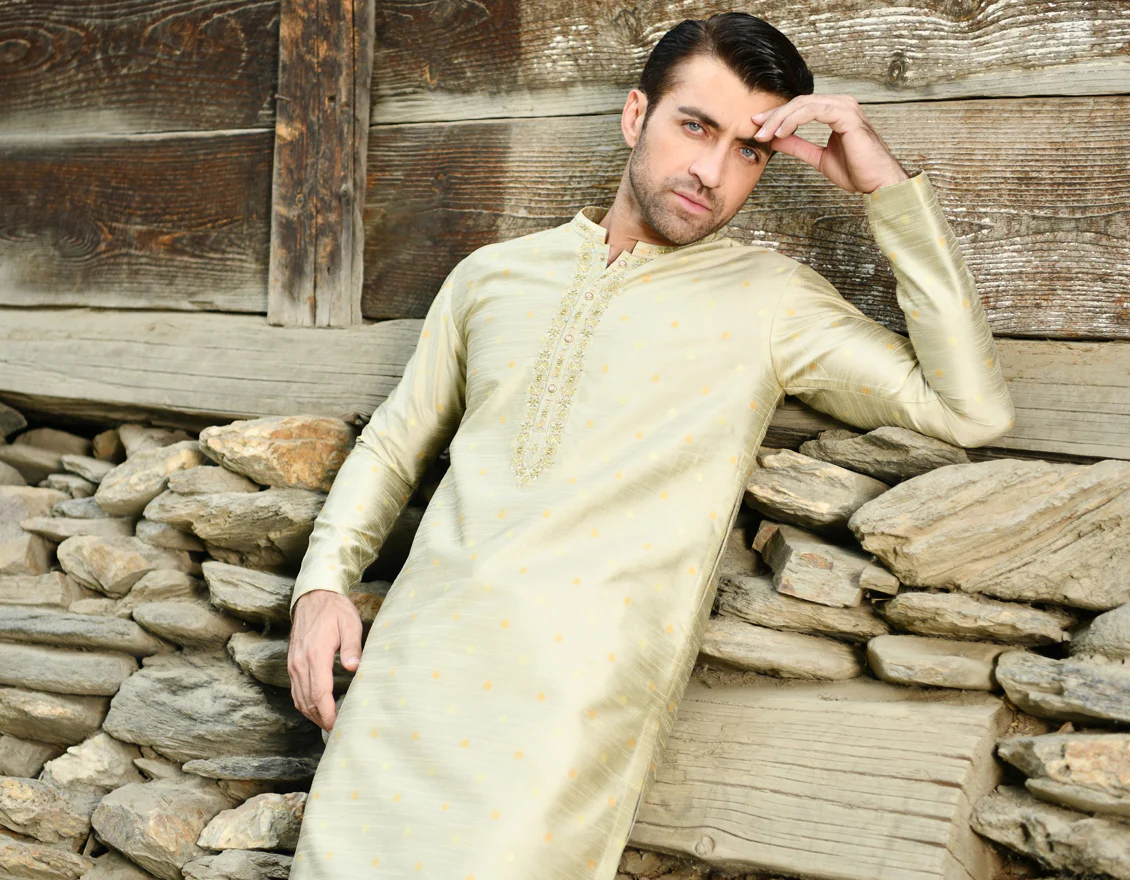 LIGHT GOLD KURTA | JJK-SP-US-44162/A22/JJ8503-FL - Image 4