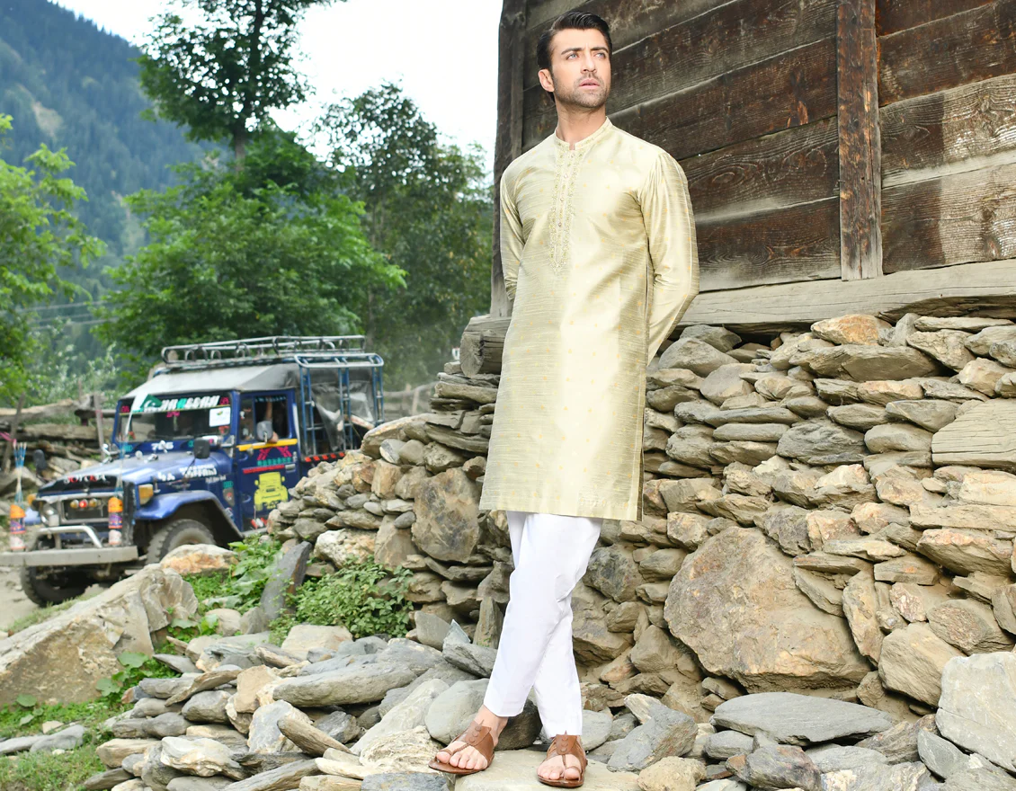 LIGHT GOLD KURTA | JJK-SP-US-44162/A22/JJ8503-FL - Image 5
