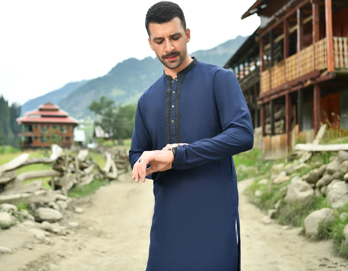 NAVY BLUE KURTA | JJK-SP-US-44175/A22/JJ8651-FL - Image 5