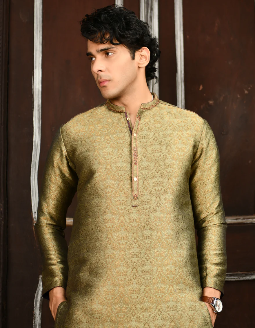 MEHNDI GREEN KURTA | JJK-SP-US-44199/A23/JJ8481-FL - Image 2