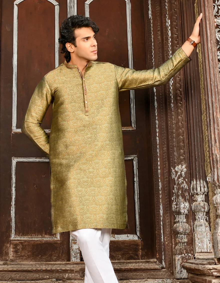 MEHNDI GREEN KURTA | JJK-SP-US-44199/A23/JJ8481-FL - Image 3