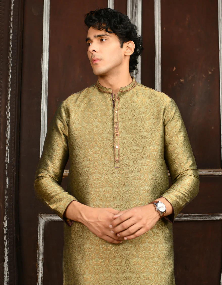 MEHNDI GREEN KURTA | JJK-SP-US-44199/A23/JJ8481-FL - Image 5