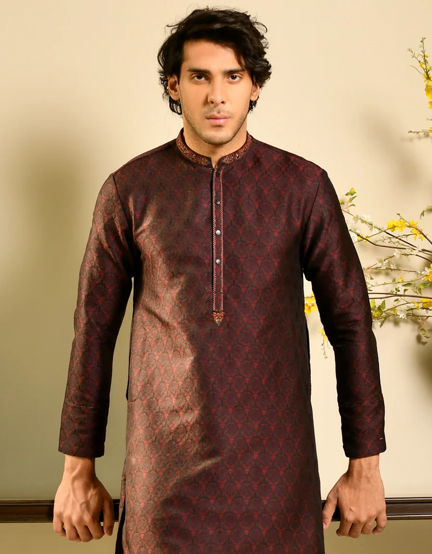 MAROON KURTA | JJK-SP-US-44200/A23/JJ8465-FL - Image 3